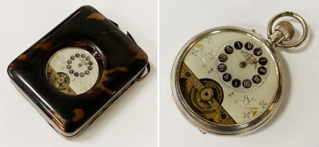 HEBDOMAS SILVER 8 DAY POCKET WATCH IN CASE