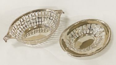 TWO HM SILVER LATTICE FRUIT DISHES - COMBINED WEIGHT 19 OZS (IMP)