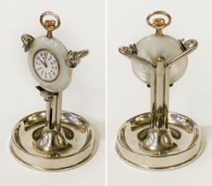 MOTHER OF PEARL POCKET WATCH ON METAL STAND A/F