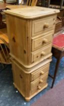 PAIR OF PINE THREE DRAWER CHESTS