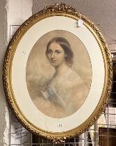 FILIPINO GRISPINI (ACT 1859-1863) WATERCOLOUR - PORTRAIT OF A LADY - SIGNED & DATED 46CM X 61CM