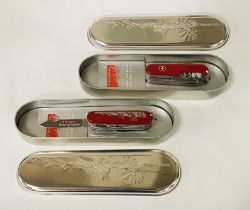 TWO 100 YEAR ANNIVERSARY VICTORIANOX POCKET KNIVES - BOXED