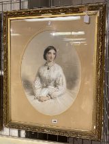EDMUND HAVELL (1819-1894) PASTEL & WASH - PORTRAIT OF JULIA HARRIET MARY BROMILOW - SIGNED 44CM X