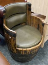 TUB CHAIR CONVERTED FROM WHISKEY BARREL