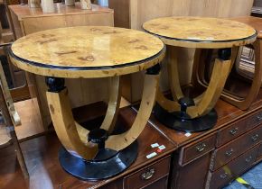 PAIR OF ART DECO STYLE ROUND TABLES