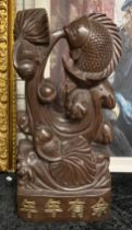 LARGE CHINESE ROSEWOOD FISH CARVING- APPROX 57CMS H