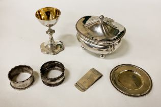 HM SILVER COLLECTION OF ITEMS INCL. CHRISTENING GOBLET,POT, NAPKIN RING & MONEY CLIP - APPROX 12