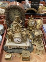 TRAY OF MANTLE CLOCKS A/F