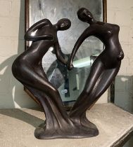 BRONZE DOUBLE ABSTRACT FIGURE - APPROX 39 CMS H