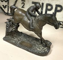 HORSE & JOCKEY FIGURE - RED RUM - BRONZE - APPROX 20 CMS H
