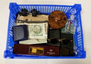 INTERESTING COLLECTION OF ITEMS INCL. RAYMOND WEIL & BANKNOTES ETC