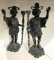 PAIR OF BRONZE FIGURES - APPROX 40CMS