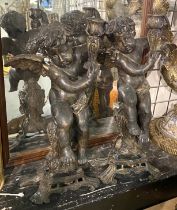 PAIR OF BRONZE CHERUBS - APPROX 47 CMS H