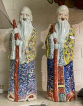 PAIR OF CERAMIC ORIENTAL FIGURES - APPROX 44 CMS H