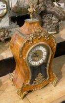 INLAID GILT MANTLE CLOCK - APPROX 42 CMS H