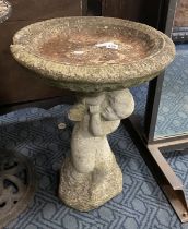 CONCRETE CHERUB BIRD BATH