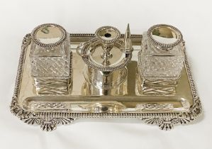 HM SILVER INKWELL CANDLE SNUFFER & TRAY - APPROX 64 OZS