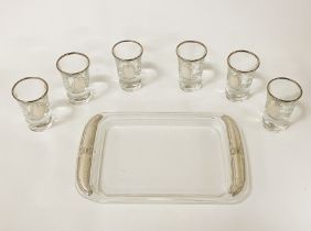 SIX MODERN SHOT GLASSES & A TRAY