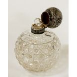HM SILVER TOPPED CUT CRYSTAL GLASS PERFUME BOTTLE - APPROX 16 CMS H