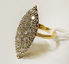 18CT GOLD & DIAMOND FRENCH HALLMARKED RING - SIZE J - APPROX 4.9 GRAMS