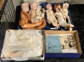 COLLECTION OF GERMAN POT HEADED DOLLS WITH COSTUMES & SOME LITERATURE - 1 DOLL AS FOUND