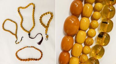 BUTTERSCOTCH AMBER NECKLACE WITH OTHER BEADED NECKLACES