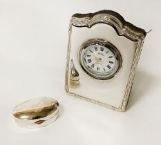 925 SILVER DESK CLOCK 3.5 INS WITH 925 SILVER PILL BOX