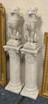 PAIR OF GRIFFINS ON LARGE CORINTHIAN COLUMNS