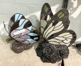 TWO TIFFANY STYLE BUTTERFLY LAMPS - A/F