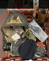 COLLECTION OF MILITARIA TO INCLUDE TRENCH ART SHELLS, GAS MASKS & OTHER EPHEMERA