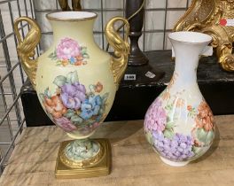 2 HAND PAINTED VASES BY JULIE MERRY - 31 CMS & 28 CMS (H)