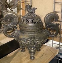 LARGE BRONZE FOO DOG CENSER- APPROX 42 CMS H