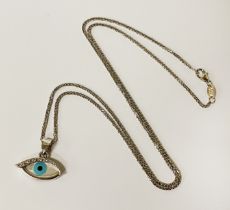 14CT WHITE GOLD EVIL EYE SET WITH MOTHER OF PEARL