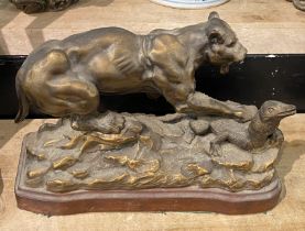 ORIENTAL PANTHER & LIZARD FIGURE - APPROX 22 CMS H