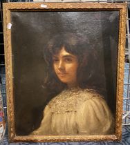 SIGNED OIL ON CANVAS OF GIRL - HARRISON WALKER - 54.5 X 44 CMS APPROX