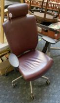 S21 ENIGMA RED LEATHER OFFICE CHAIR