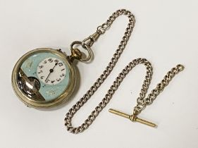 HEBDOMAS 8 DAY POCKETWATCH WITH ALBERT CHAIN A/F