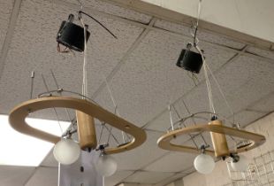 PAIR OF CHRISTOPHER WRAY HANGING LIGHTS ON A PULLEY