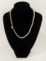 PEARL NECKLACE WITH AMETHYST & 9CT GOLD CLASP