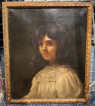 SIGNED OIL ON CANVAS OF GIRL - HARRISON WALKER - 54.5 X 44 CMS APPROX