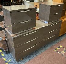 GREY MODERN SIX DRAWER CHEST & TWO SIDE CHESTS