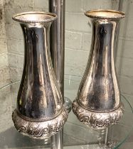WMF PAIR OF ART SILVER PLATED VASES C1903 - 1910 25.5CMS (H) APPROX