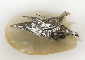 ANDREW BARRETT & SONS SILVER MOTHER OF PEARL HAIR CLIP