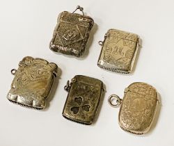 5 STERLING SILVER VESTA CASES - 2OZS APPROX