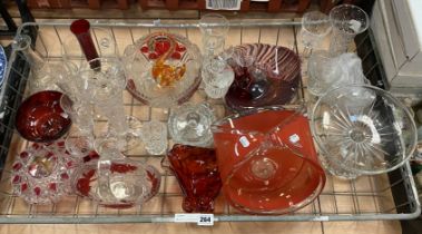 2 CRATES OF GLASS (MURANO, CRANBERRY & OTHER