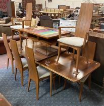 ROBERT HERITAGE ROSEWOOD DINING TABLE WITH 2 EXTRA LEAVES & 8 CHAIRS