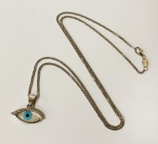 14CT WHITE GOLD EVIL EYE SET WITH MOTHER OF PEARL - 4.2 GRAMS APPROX