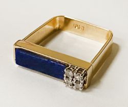 18CT GOLD GEMSTONE & LAPIS LAZULI RING - SIZE L - 5.5 GRAMS APPROX