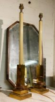 BRASS COLUMN TABLE LAMPS - 63CMS (H) APPROX