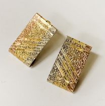 PAIR OF THREE COLOUR GOLD EARRINGS